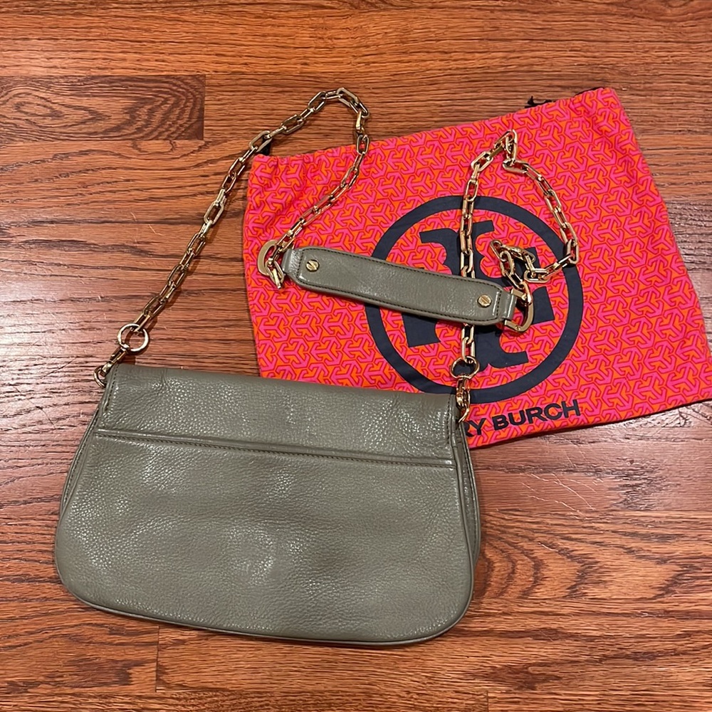 Tory Burch crossbody - tan/gray and gold - Picture 5 of 5